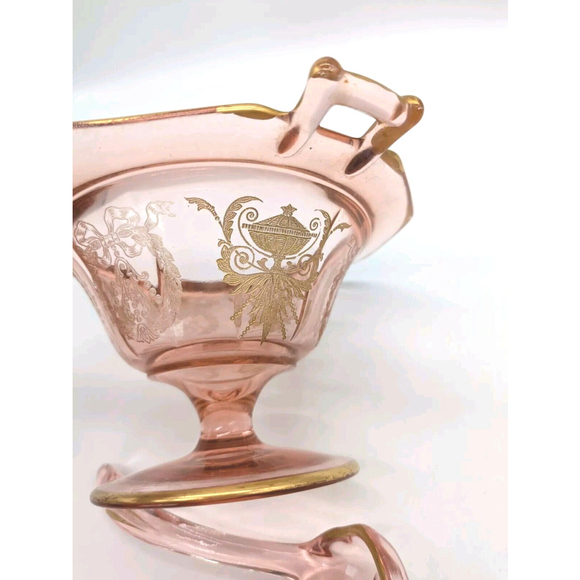 Pink Cambridge ? Gold Trim Mayonnaise Bowl and Ladle - Picture 6 of 9